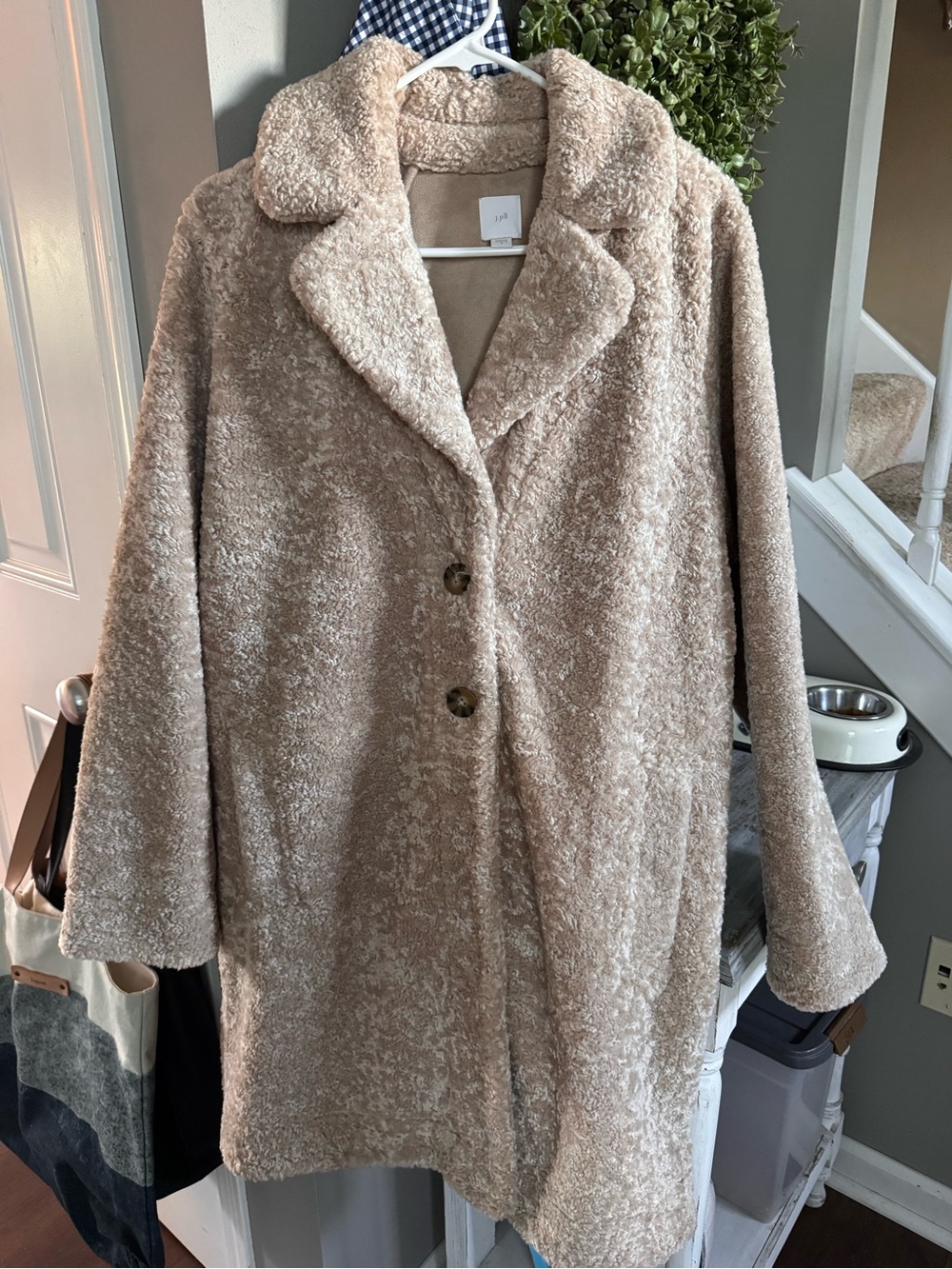 J. Jill Plush Teddy Coat in Light Beige